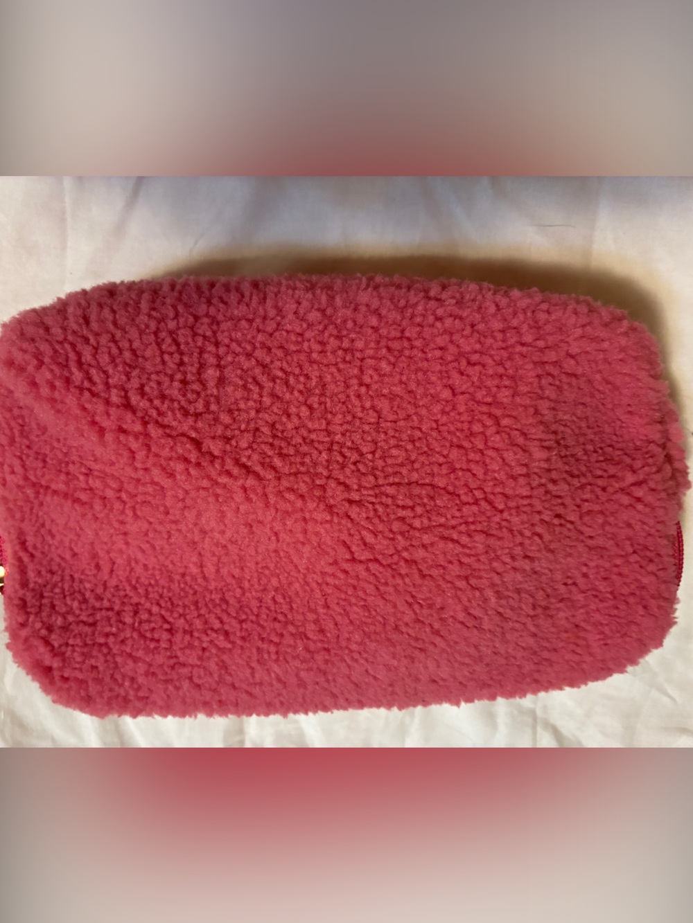 Sephora pink furry cosmetic bag new